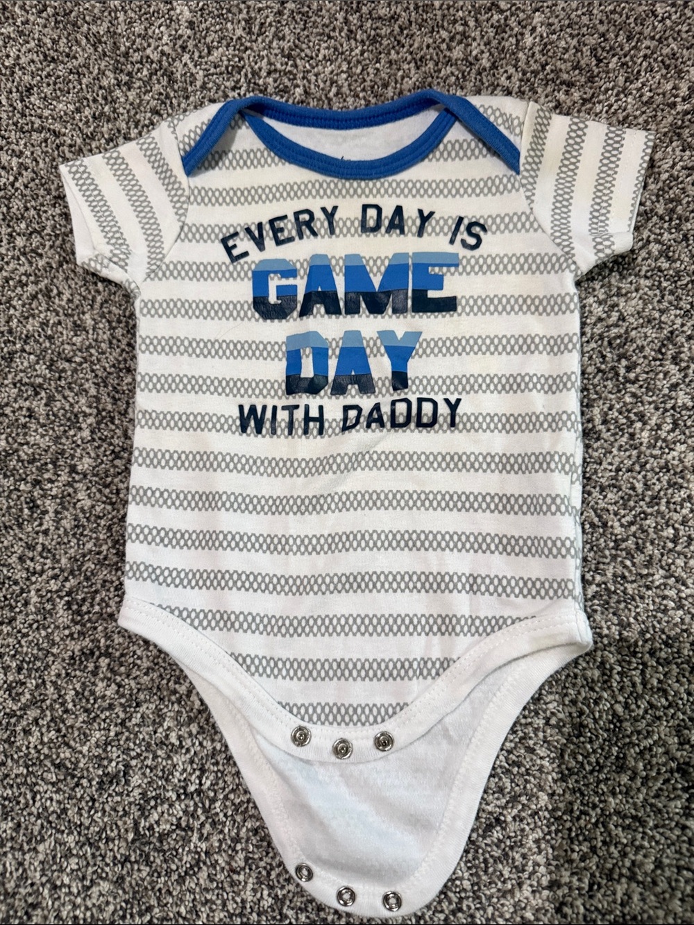 Baby Starters White & Blue 'Game Day' Striped One-Piece
